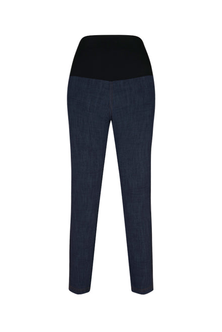 Jeans sigaretta cotone blu delavè con baschina