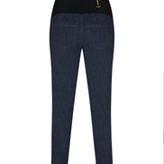 Jeans sigaretta cotone blu delavè con baschina