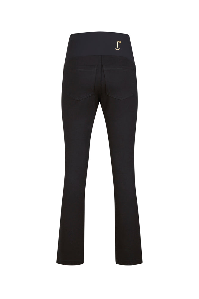 Jeans sigaretta punto milano nero con baschina