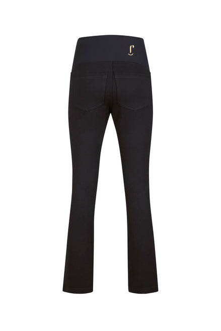 Jeans sigaretta punto milano nero con baschina