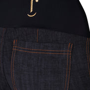 Jeans flair punto milano cotone nero delavè