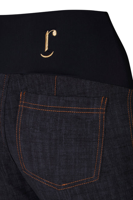Jeans flair punto milano cotone nero delavè