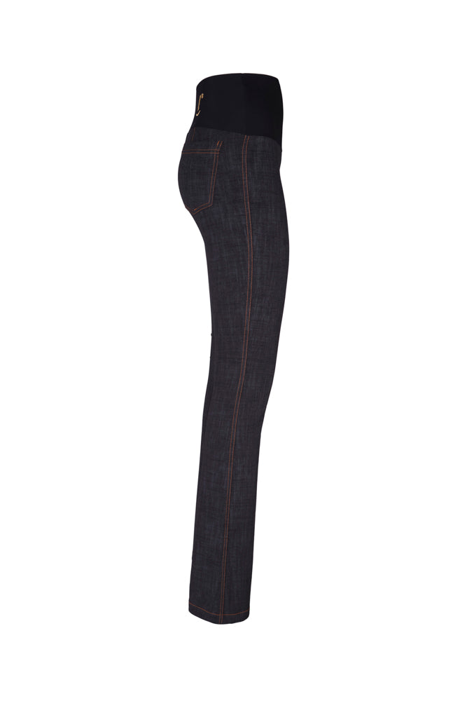 Jeans flair punto milano cotone nero delavè