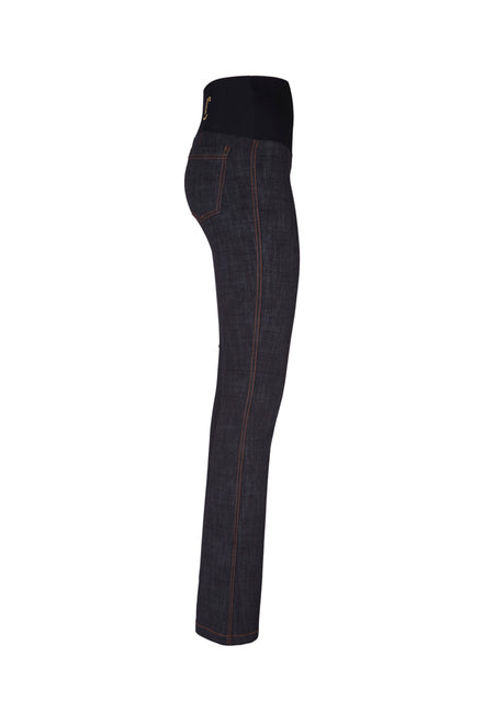 Jeans flair punto milano cotone nero delavè