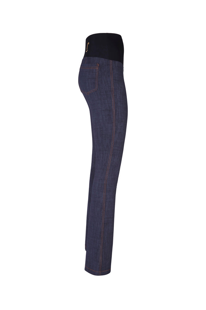 Jeans flare caviglia punto milano cotone jeans