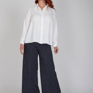 Jeans Wide Leg punto milano nero con baschina