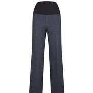 Jeans Wide Leg punto milano blu delavè con baschina