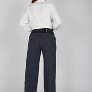 Jeans Wide Leg punto milano nero con baschina