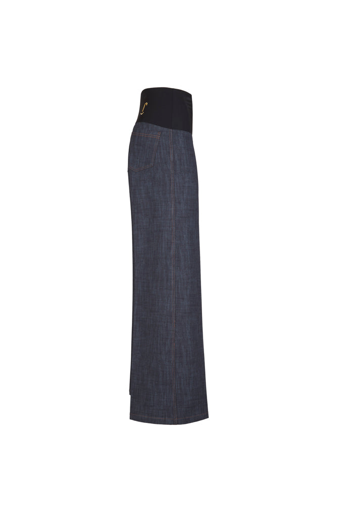 Jeans Wide Leg punto milano nero con baschina