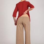 Jeans Wide Leg punto milano cotone cachi delavè
