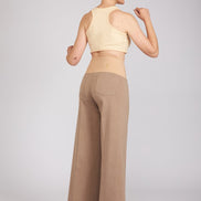 Jeans Wide Leg punto milano cotone cachi delavè