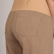 Jeans Wide Leg punto milano cotone cachi delavè