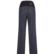 Jeans Wide Leg punto milano blu delavè con baschina