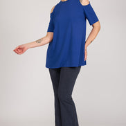 Jeans zampetta punto milano cotone blu delavè
