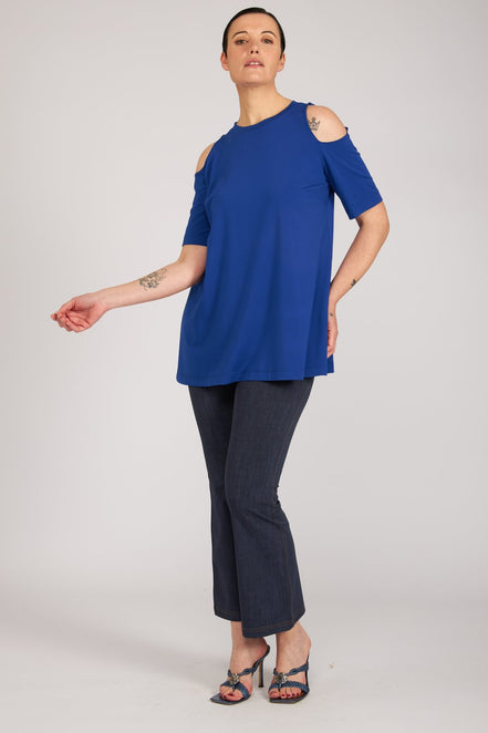 Jeans zampetta punto milano cotone blu delavè