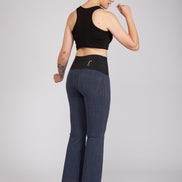 Jeans zampetta punto milano cotone blu delavè