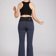 Jeans zampetta punto milano cotone blu delavè