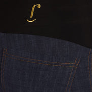 Jeans zampetta punto milano cotone blu delavè