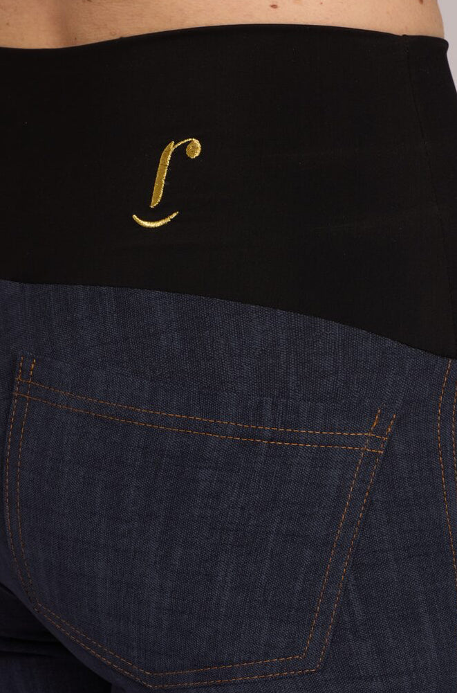 Jeans zampetta punto milano cotone blu delavè