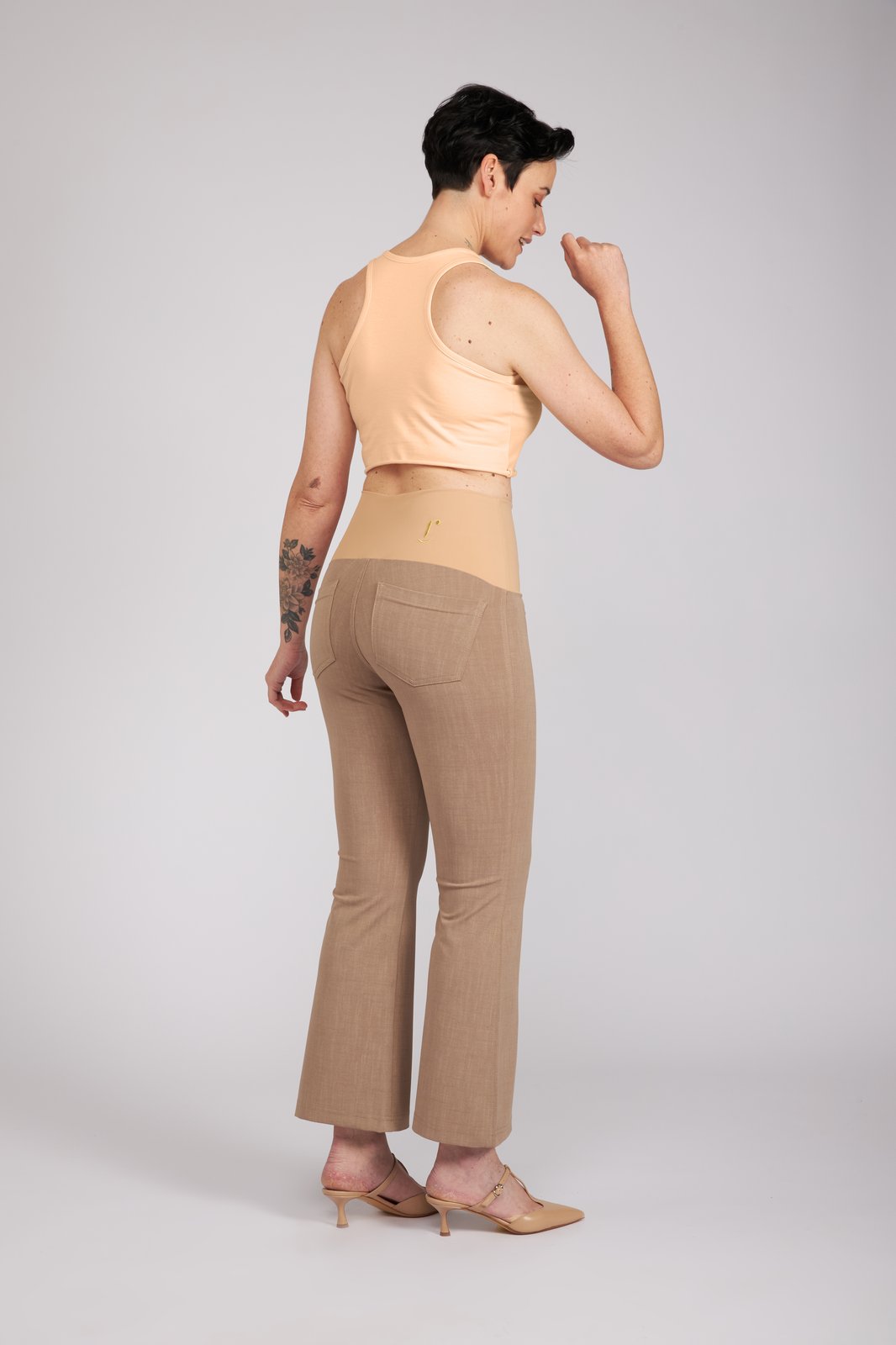 Jeans zampetta punto milano cotone cachi delavè