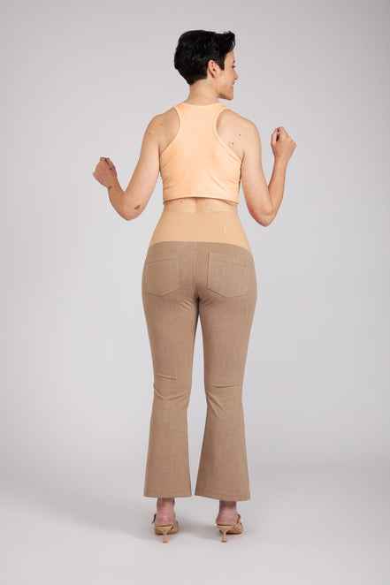 Jeans zampetta punto milano cotone cachi delavè
