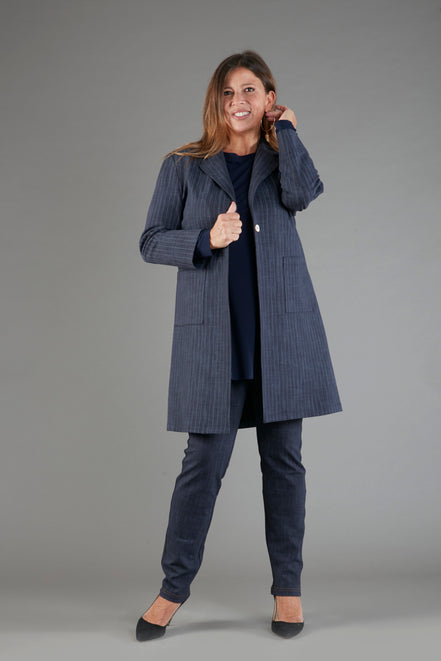 Procida Jacket in Washed Blue Pinstripe