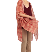 Look Kimono fantasia rosa e arancio