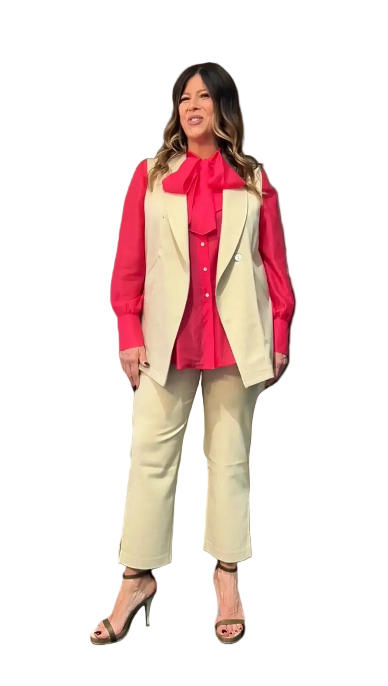Look sabbia e fucsia