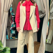 Look sabbia e fucsia
