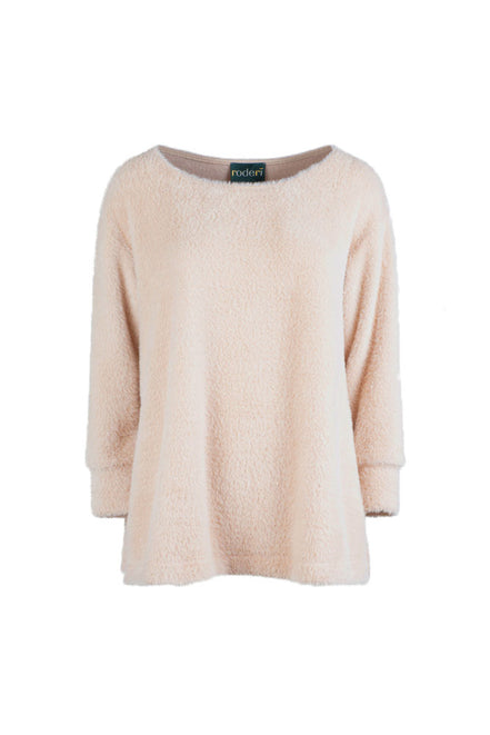 Maglia Alice felpa over pelouche cipria