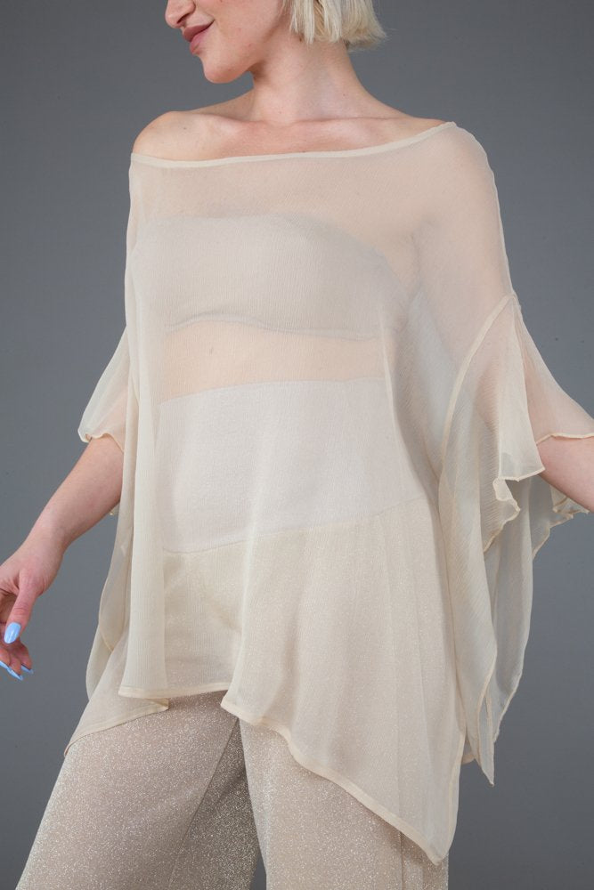 Capri Top in Beige Silk Chiffon