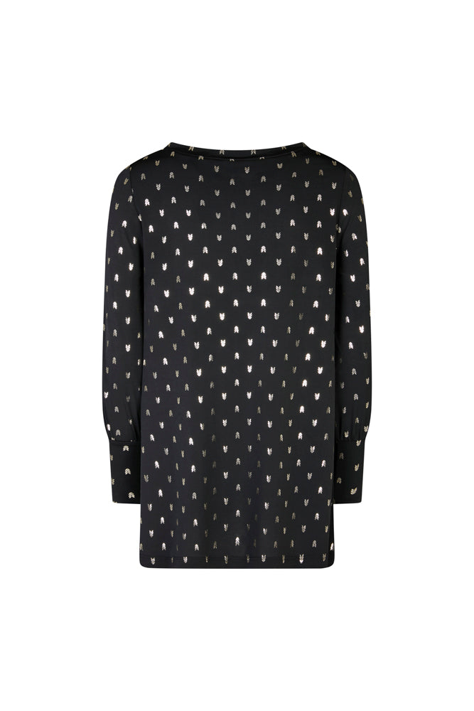 Maglia Greta stampa nera disegni oro