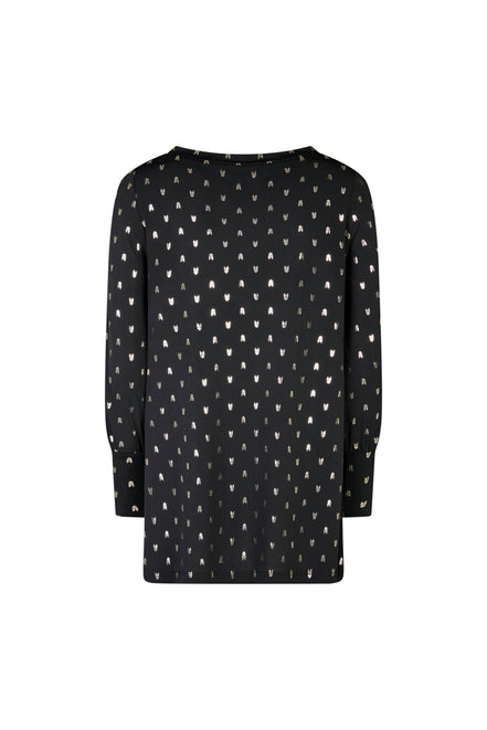 Maglia Greta stampa nera disegni oro