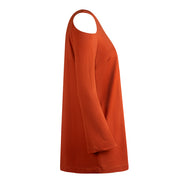 Maglia donna color cannella manica lunga con scollo all’americana Ischia