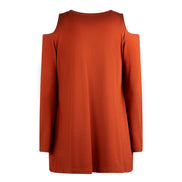Maglia donna color cannella manica lunga con scollo all’americana Ischia