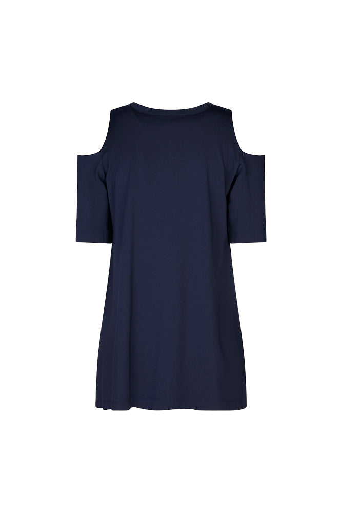 Ischia Cold-Shoulder Top in Blue Jersey