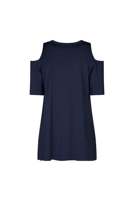 Ischia Cold-Shoulder Top in Blue Jersey
