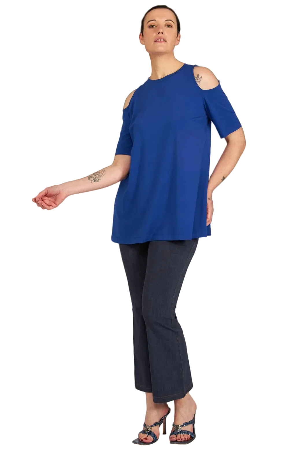 Look completo maglia bluette e jeans zampetta