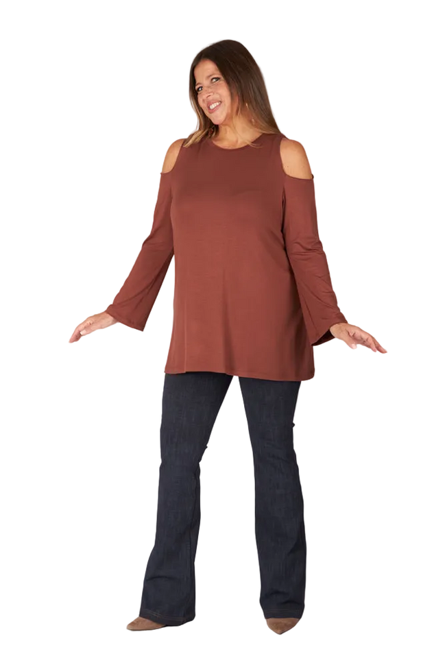 Ischia Long-Sleeved Top in Cinnamon Jersey