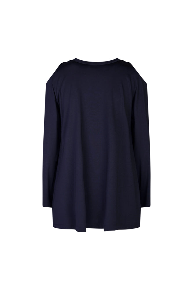 Maglia in jersey Ischia manica lunga blu con oblò