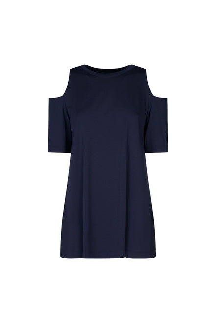 Ischia Cold-Shoulder Top in Blue Jersey