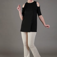 Jeans flare  in punto Milano leggero stretch beige