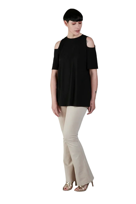 Jeans flare  in punto Milano leggero stretch beige