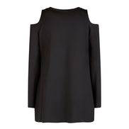 Maglia donna nera manica lunga con scollo all’americana Ischia