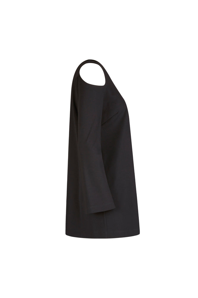 Maglia donna nera manica lunga con scollo all’americana Ischia