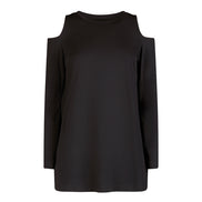 Maglia donna nera manica lunga con scollo all’americana Ischia