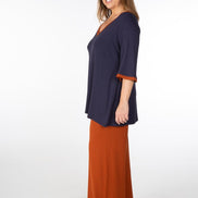 Maglia Napoli maglina blu con bordo cannella