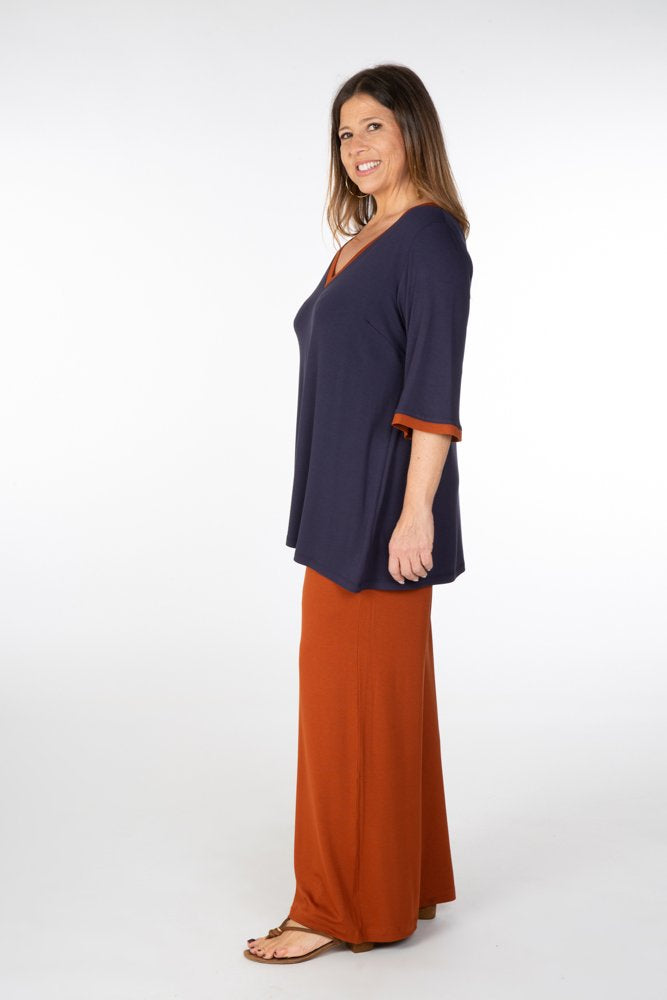 Maglia Napoli maglina blu con bordo cannella
