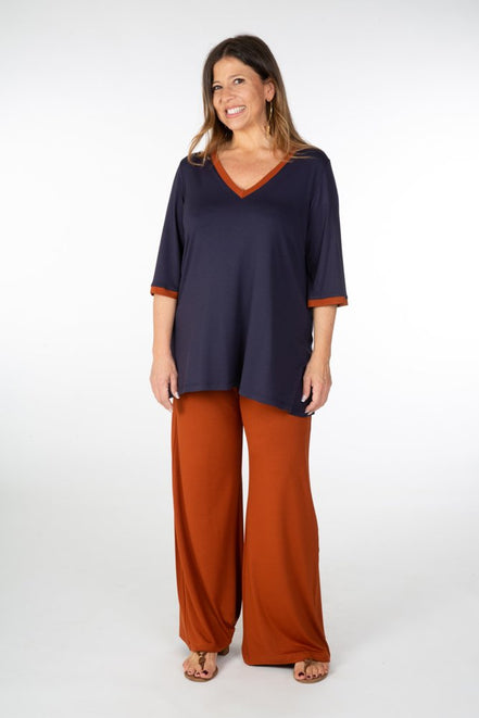 Maglia Napoli maglina blu con bordo cannella