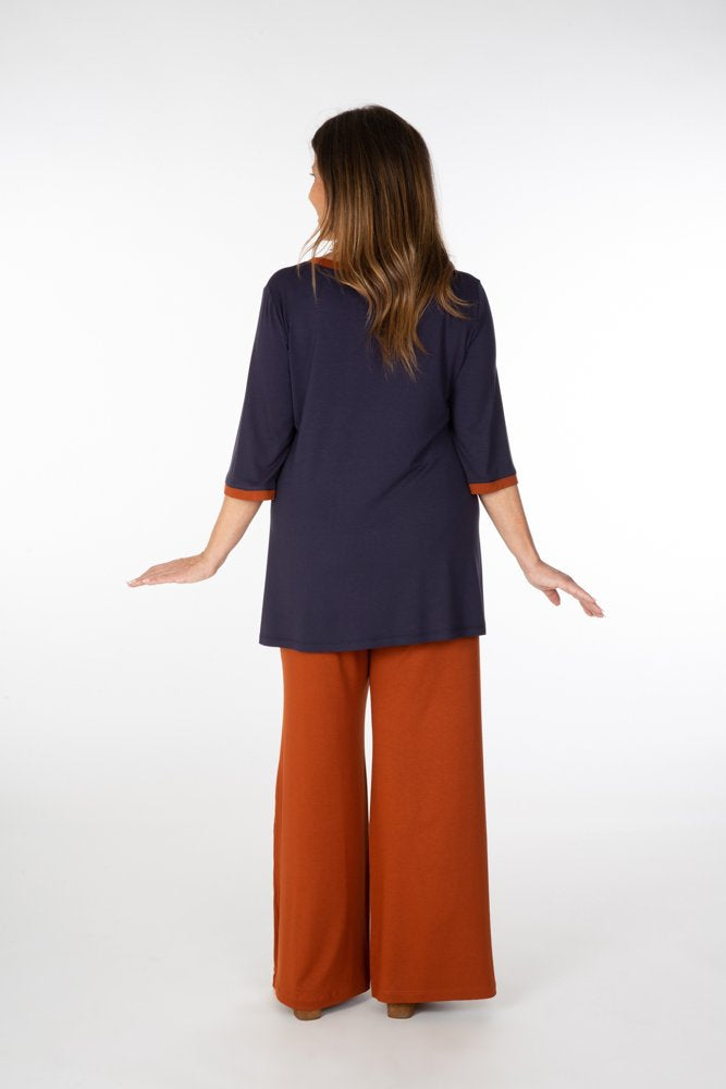 Maglia Napoli maglina blu con bordo cannella